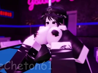 Roblox Strip Club Experience, a slut dances in the Strip Club and gets fucked by a huge cock